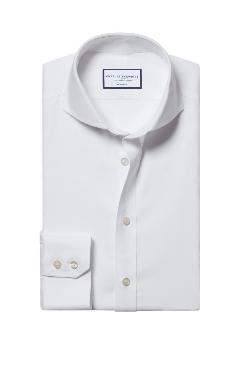 Extreme Cutaway Collar Non-Iron Twill Shirt, Alternate, color, White