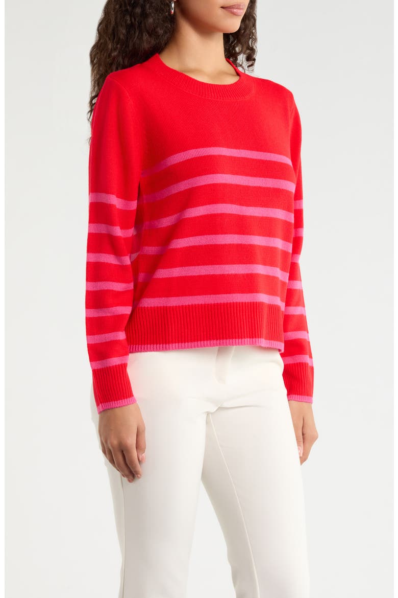 Chantilly Stripe Sweater, Alternate, color, RED PINK