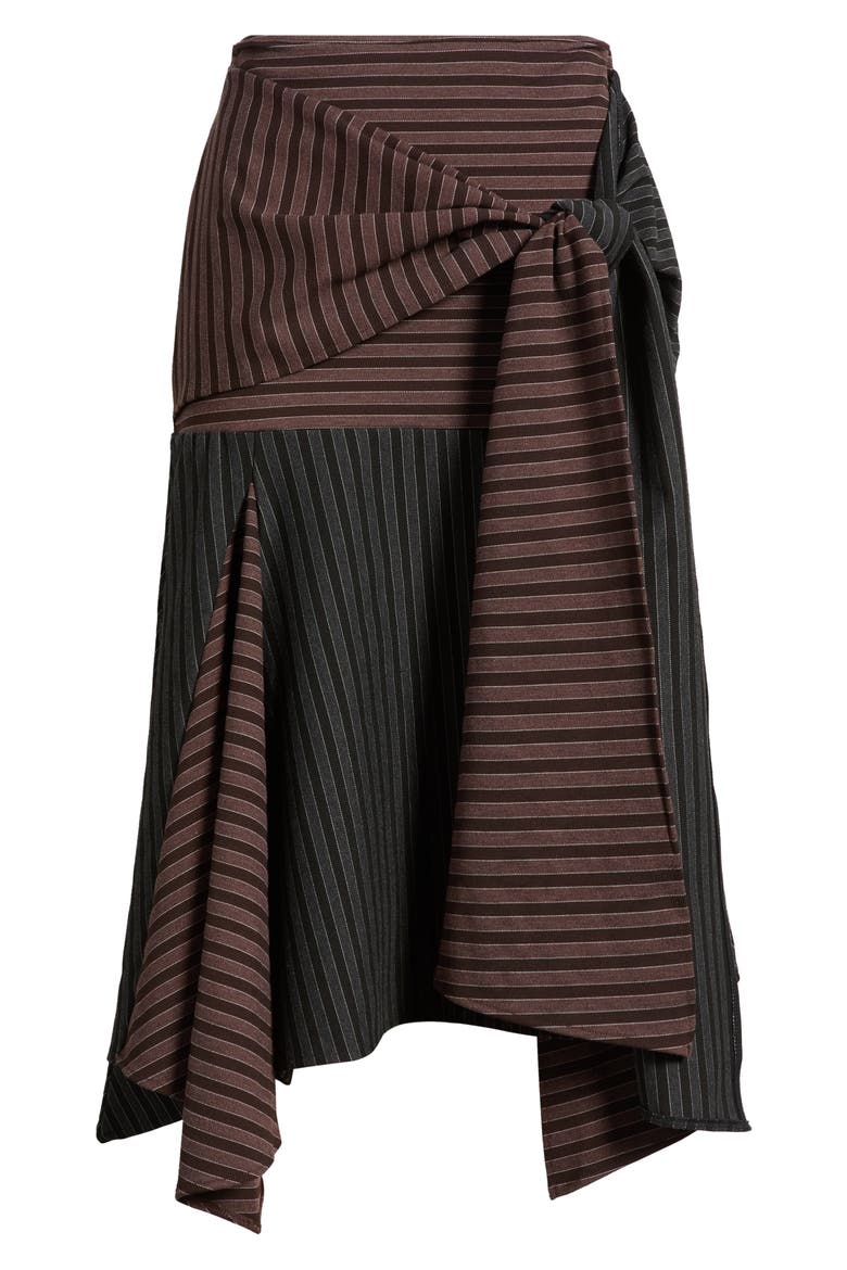 Promesa Pinstripe Flared Midi Skirt, Alternate, color, CHOCOLAT