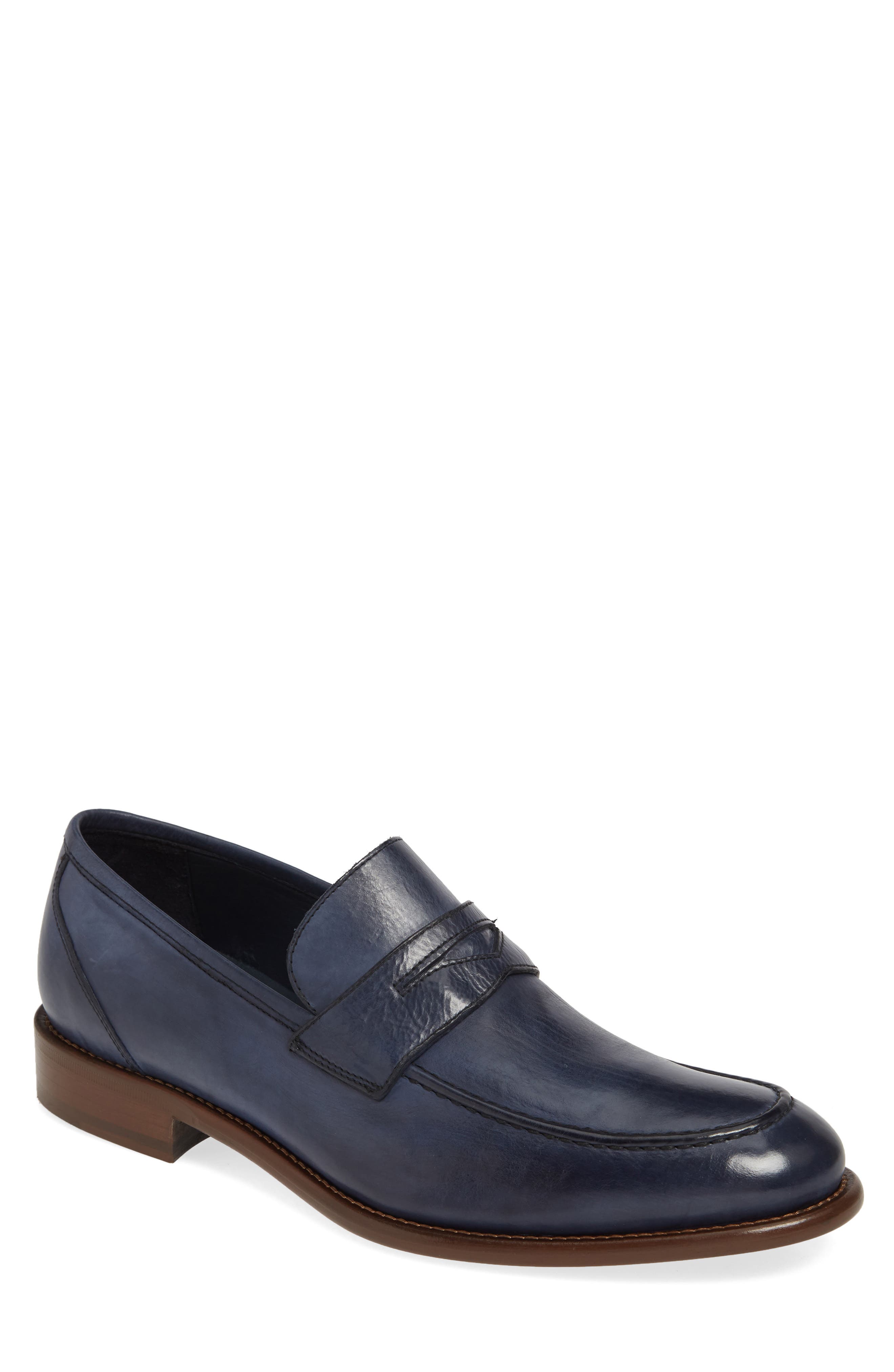 J&M 1850 Bryson Penny Loafer, Main, color, DENIM LEATHER