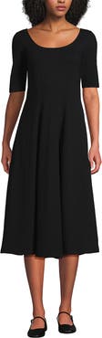 Lands' End Starfish Elbow Sleeve Midi Fit and Flare Dress