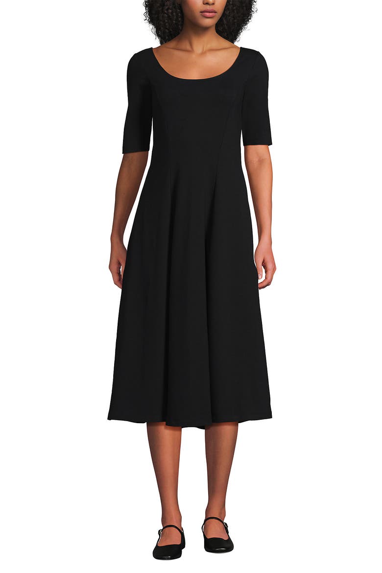 elbow sleeve midi dress High Crew Neck Sleeves Fitted in Black sleeve Collared Polo Dress Bebe Eyelet Elbow Sleeve Midi