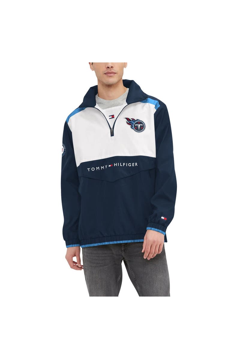 Tommy Hilfiger Men's Tommy Hilfiger Navy/White Tennessee Titans Carter Half-Zip Hooded Top, Main, color, Navy
