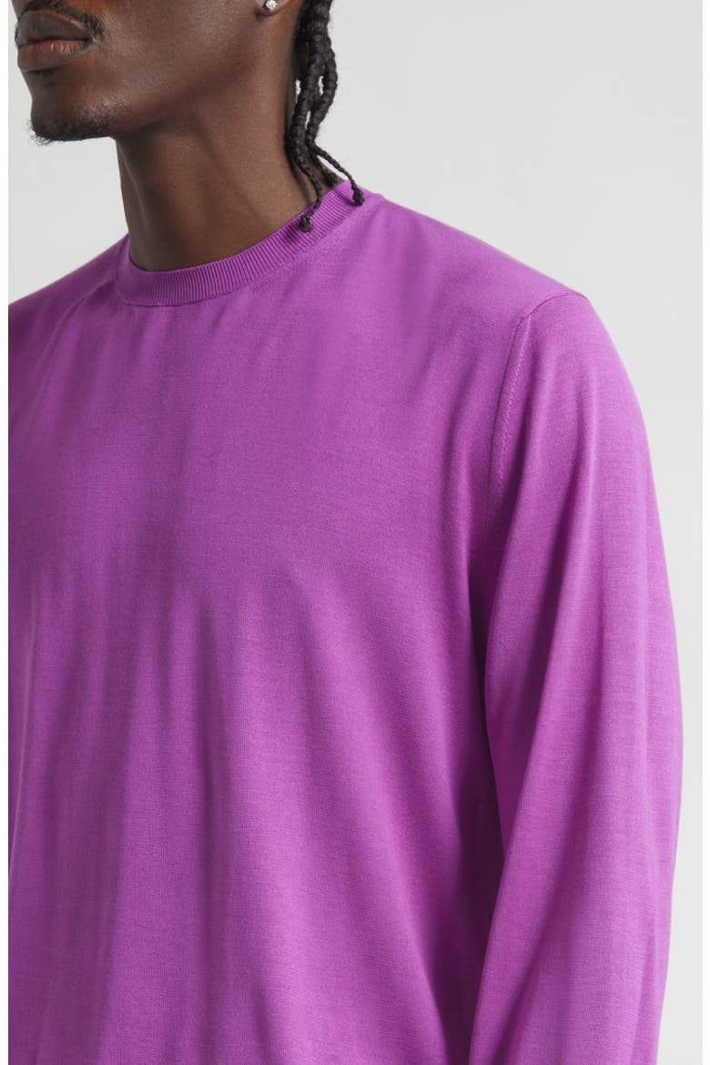 Fluid Silk Crewneck Sweater, Alternate, color, BRIGHT MAUVE