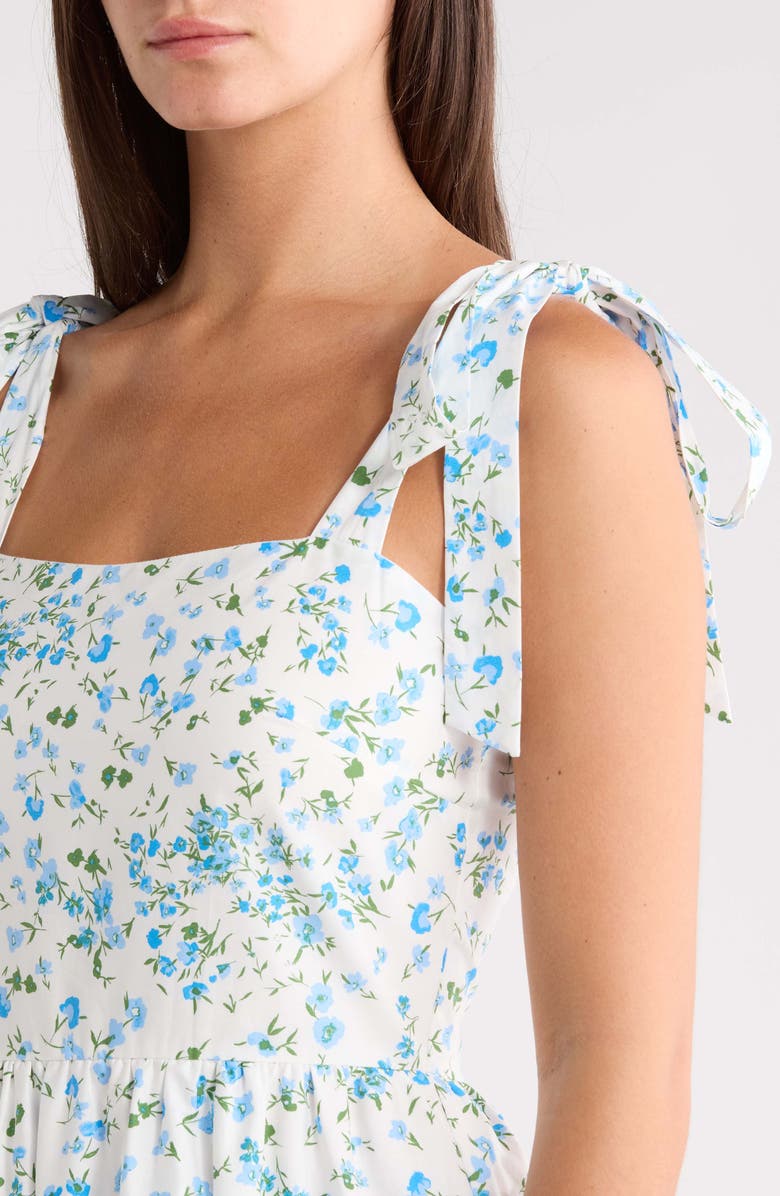 SUGARLIPS Floral Cotton Maxi Sundress, Alternate, color, White-Blues-Green