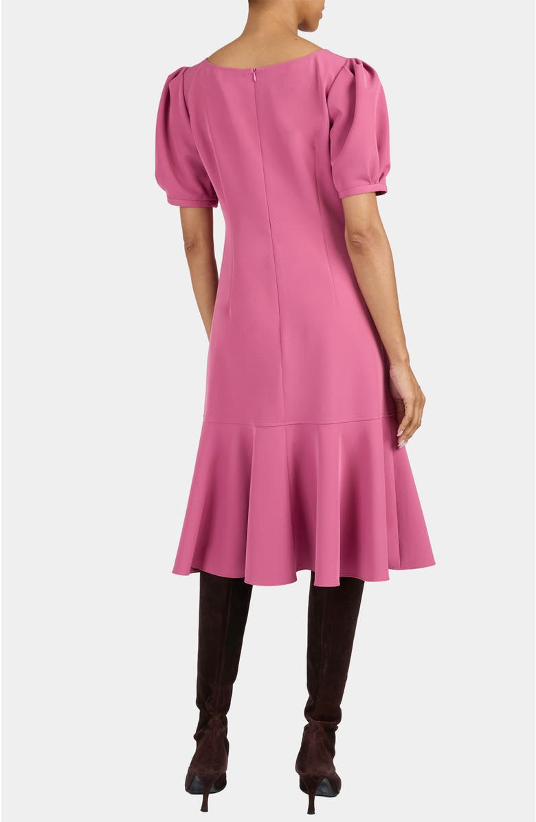Santorelli Dasia Sheath Dress with Short Puff Sleeves in Soft Stretch Crepe, Alternate, color, Crushed Berry