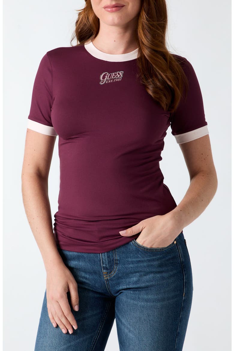 Logo Performance Ringer T-Shirt, Main, color, GRAPE