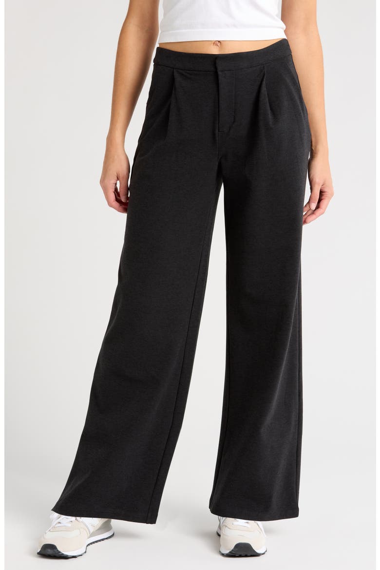 Elevation High Waist Flare Pants, Main, color, BLACK HEATHER