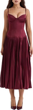 HOUSE OF CB Beau Corset Pleated Sleeveless Maxi Dress