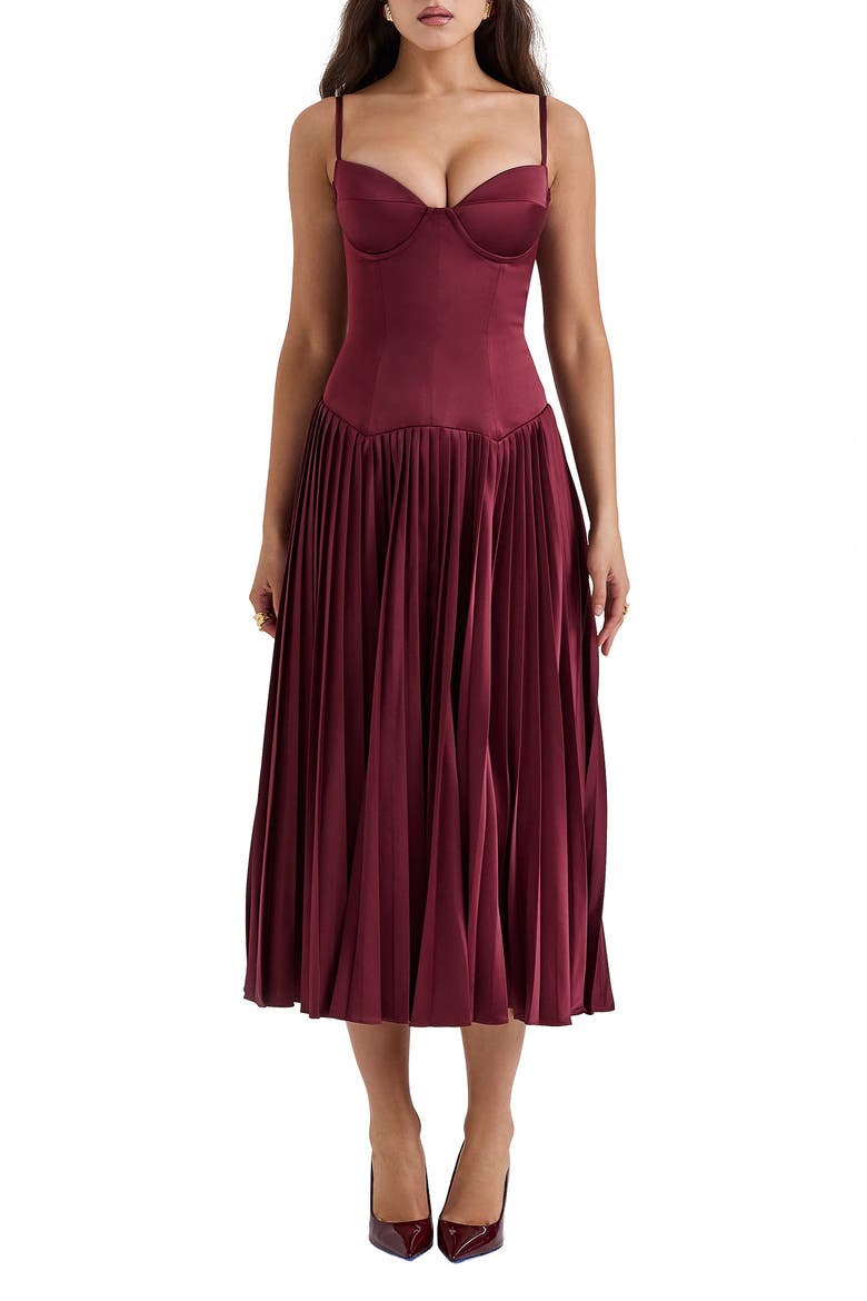 cause for commotion red pleated bustier maxi dress Sexy Red Maxi Dress - Bustier Maxi Dress - Side Slit Maxi Dress