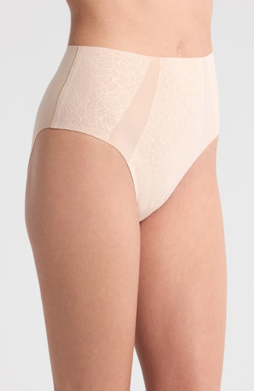 Shop Chantelle Lingerie Pure Lace High Waist Support Briefs In Beige Blush