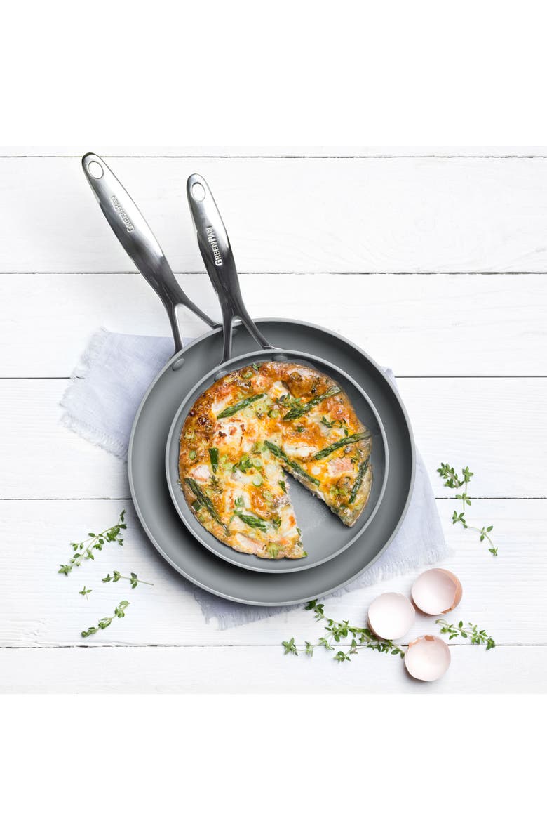 GreenPan Valencia Pro 8-Inch & 10-Inch Anodized Aluminum Ceramic Nonstick Frying Pan Set, Alternate, color, Black