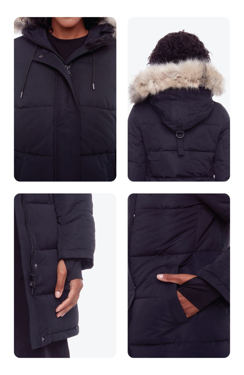 Alpine North AULAVIK - Vegan Down Mid-length Hooded Parka Coat, Alternate, color, Black