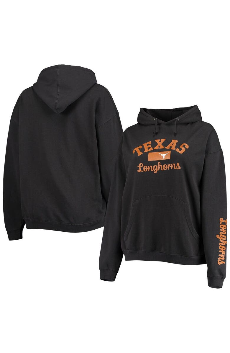 PRESSBOX Women's Pressbox Black Texas Longhorns Rock n Roll Super Oversized Pullover Hoodie, Main, color,