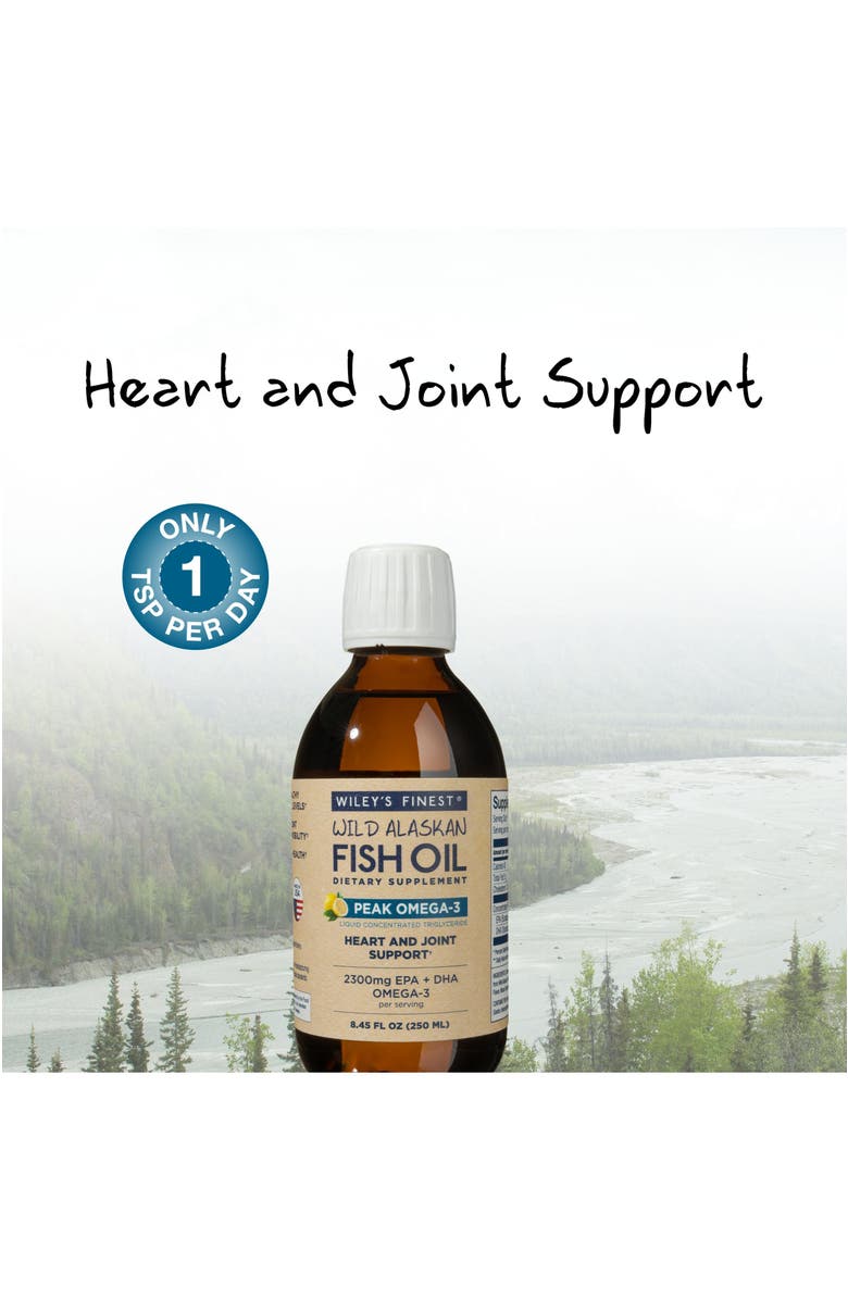 Wiley's Finest Wild Alaskan Fish Oil Peak Omega-3 Liquid Supplement - 2300Mg Epa And Dha Omega-3S - Lemon Flavor - 8.45 Oz, Alternate, color, NO COLOR
