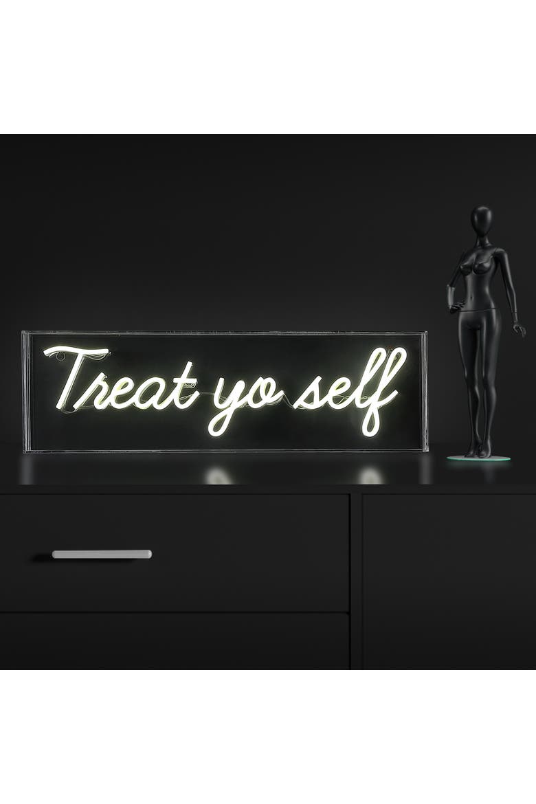 Treat Contemporary Glam Acrylic Box USB Operated LED Neon Light, Alternate, color, White