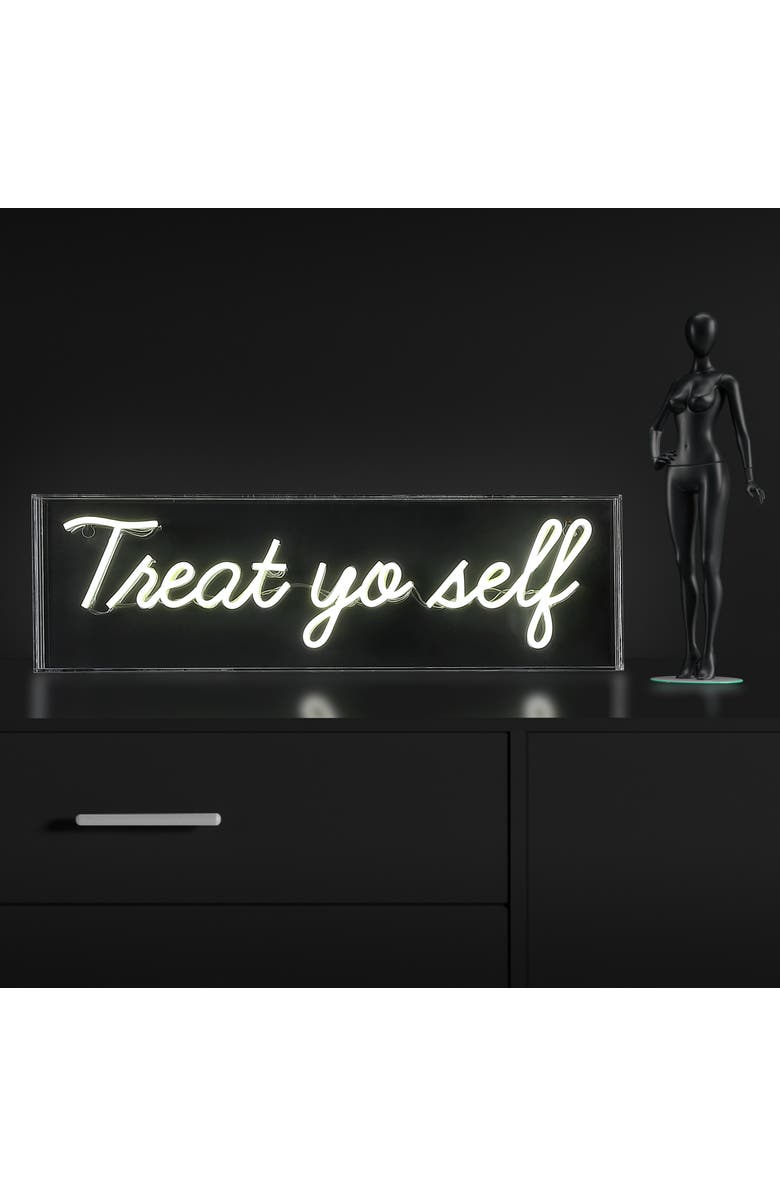 JONATHAN Y Treat Contemporary Glam Acrylic Box USB Operated LED Neon Light, Alternate, color, White