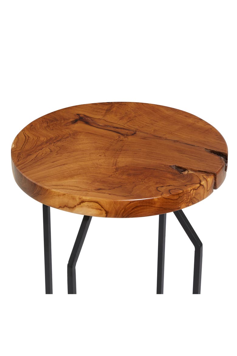 Brown Metal Contemporary Accent Table with Black X-Shaped Base, Alternate, color, BROWN