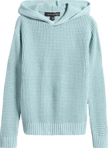 Vince Light Blue Waffle Knit Hoodie deals