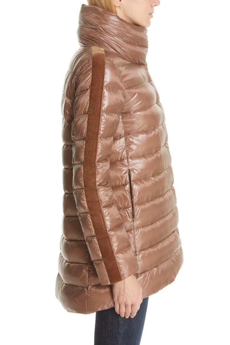 High/Low Quilted Down Puffer Coat with Removable Hooded Inset, Alternate, color, MINK