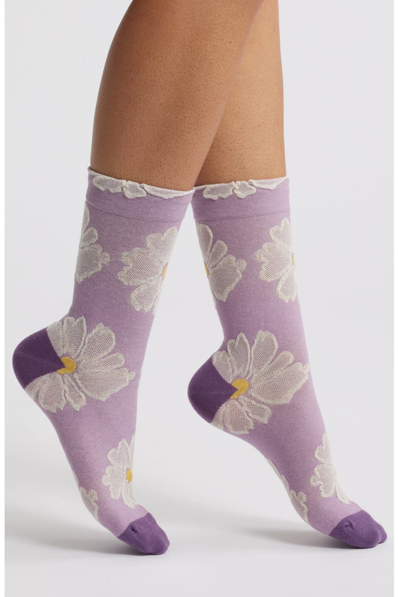 Dallas Crew Socks, Main, color, VIOLET DAISY