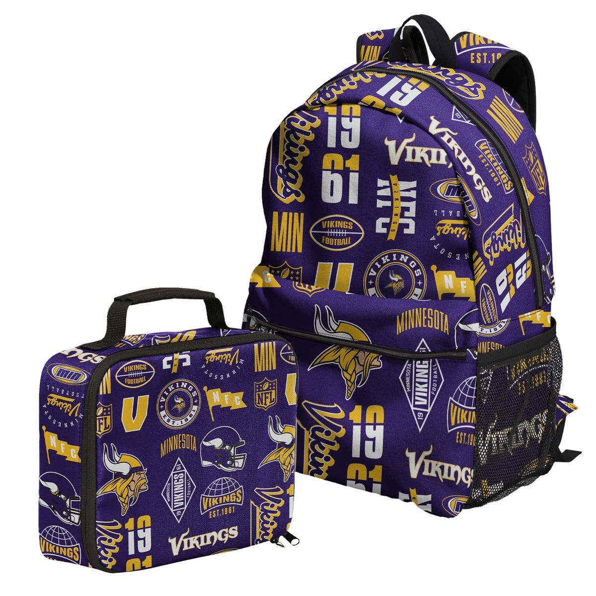 Minnesota Vikings Backpack and Lunchbox Set, Main, color, Purple