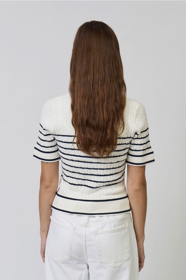 Nevada Nautical Cable Polo, Alternate, color, NAVY WHITE