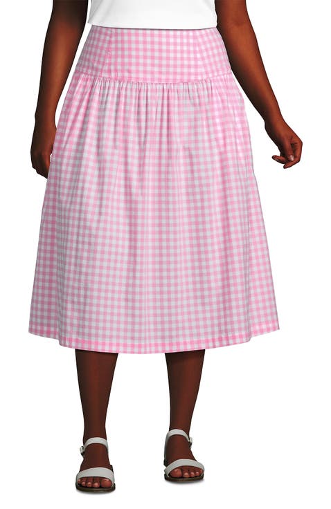 Poplin Drop Waist Midi Skirt