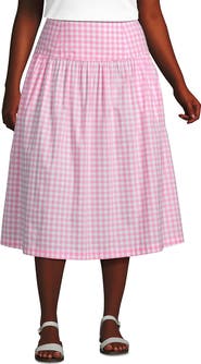 Lands' End Poplin Drop Waist Midi Skirt