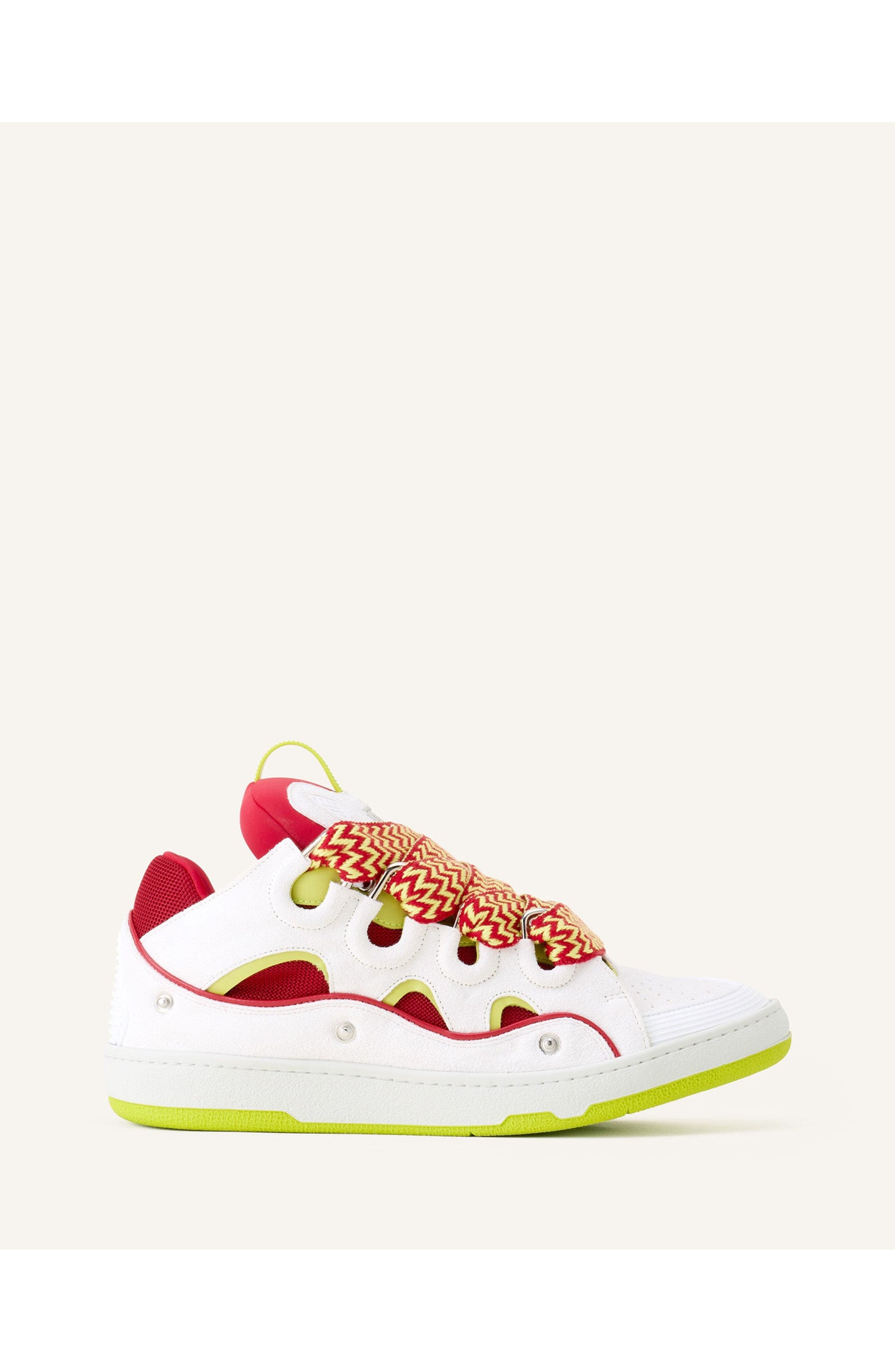 Lanvin Curb Patch Sneakers In Leather, Alternate, color, Bright Red/Green