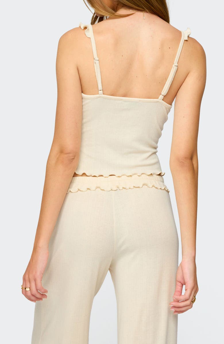 EDIKTED Posy Ruffle Pointelle Tank, Alternate, color, Pale Yellow