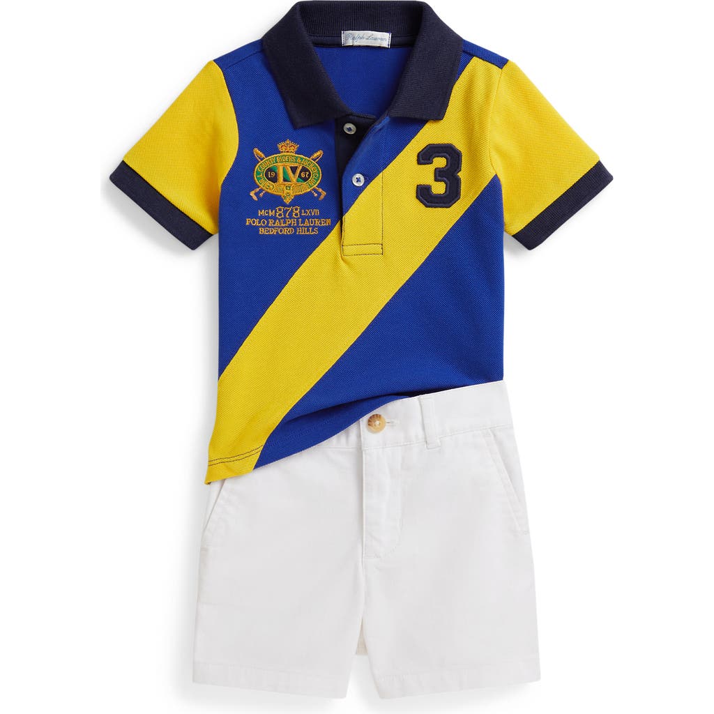 Ralph Lauren Crest Mesh Polo Shirt & Short Set In Multi