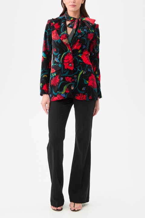 Broadway Printed Velvet Blazer