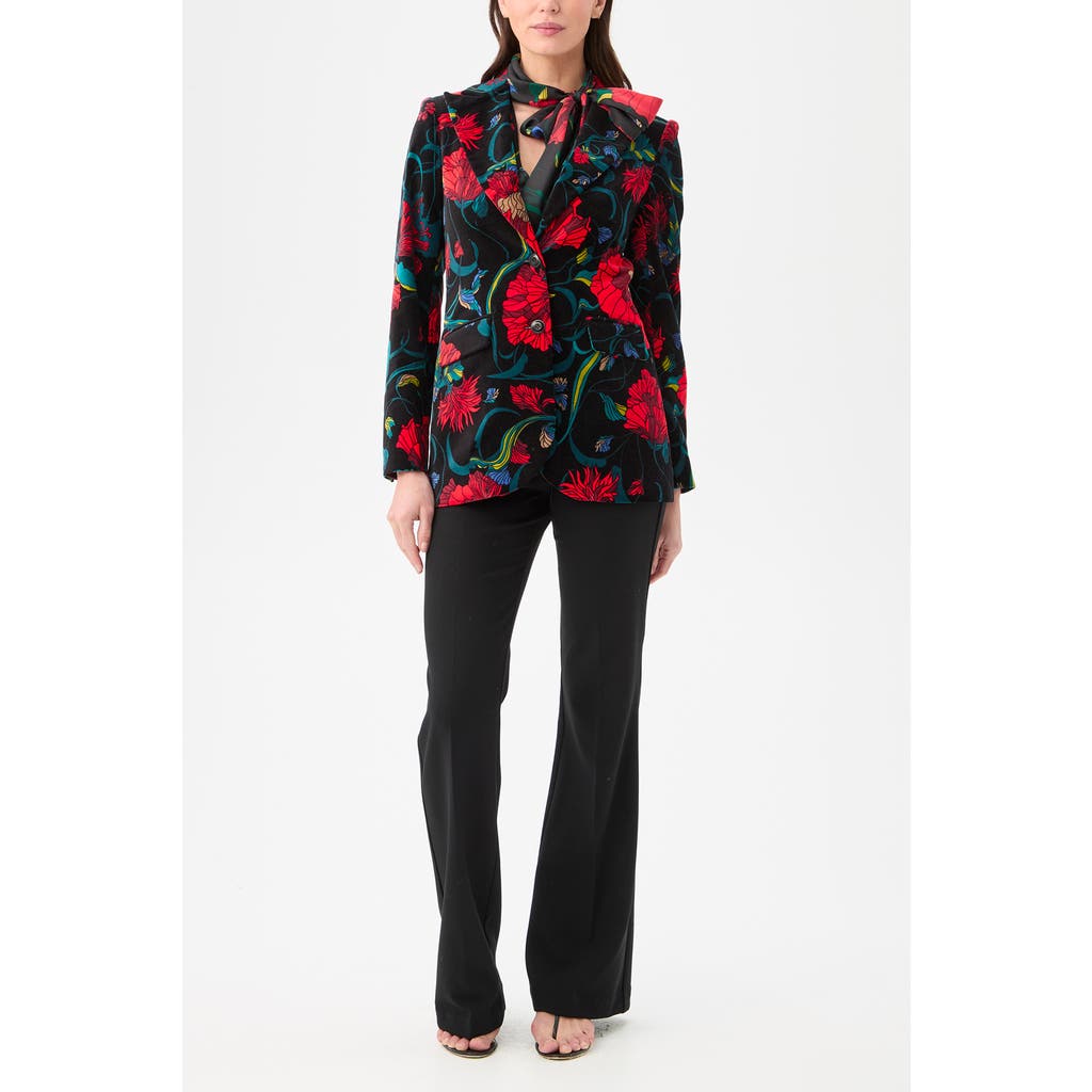 Trina Turk Broadway Printed Velvet Blazer In Black