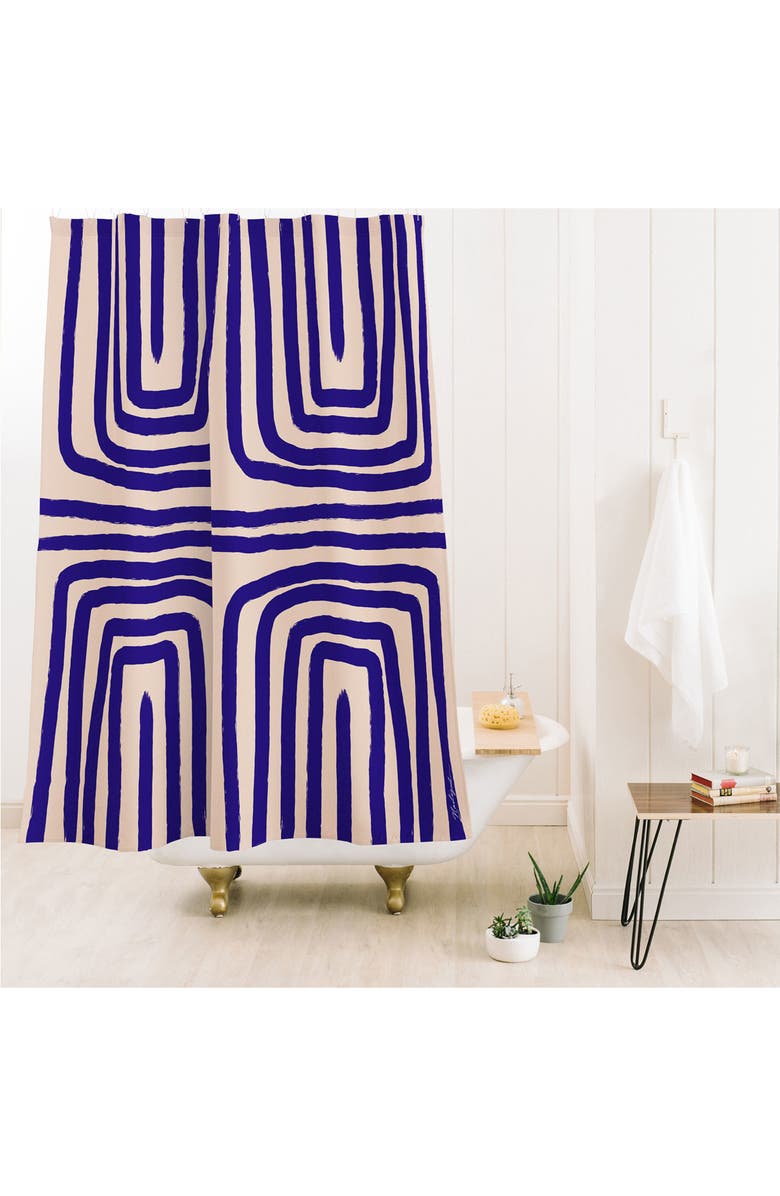 Deny Designs Blue Introspection Shower Curtain, Alternate, color, Blue