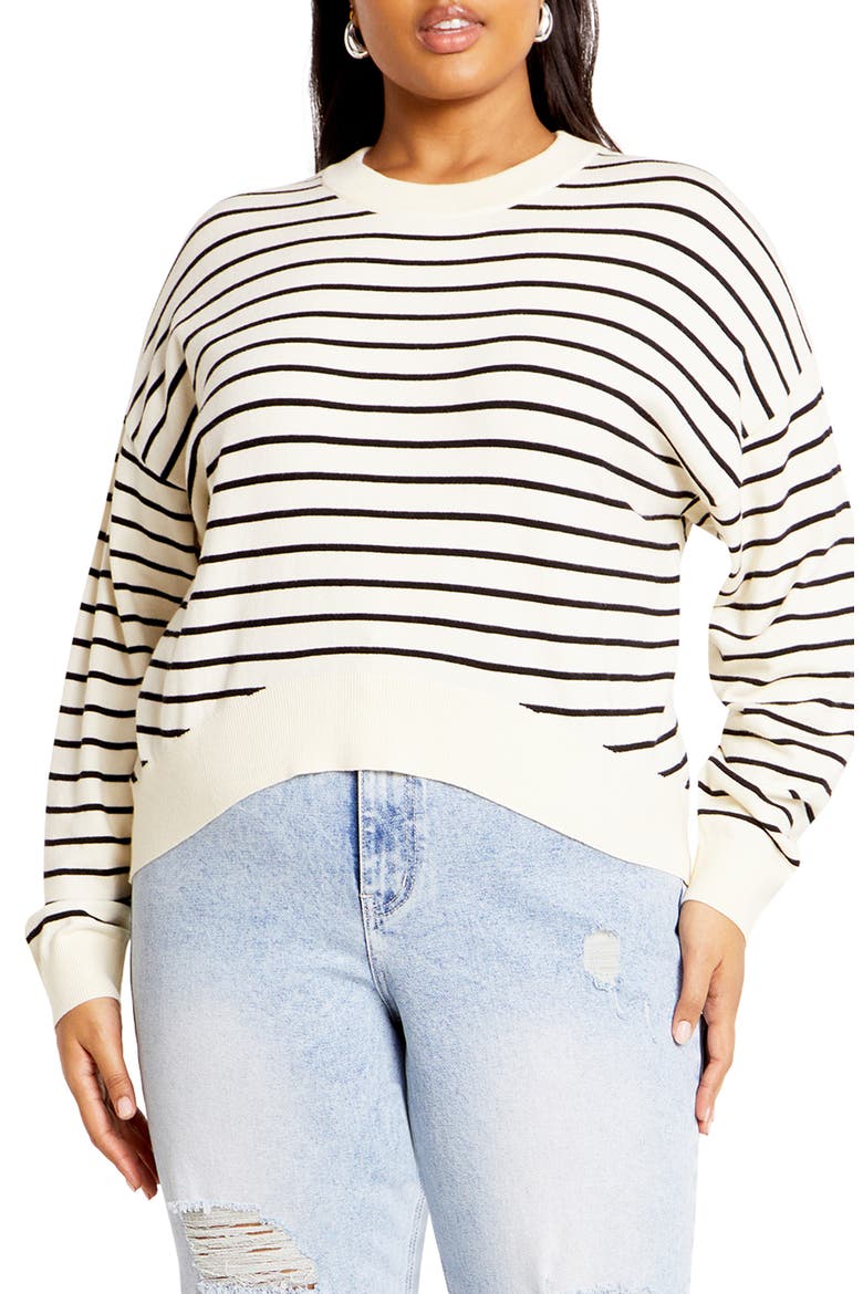 Nia Stripe High-Low Sweater, Main, color, STRIPE