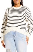 City Chic Nia Stripe High-Low Sweater
