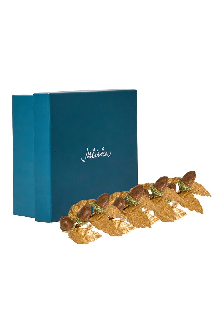 Forest Walk Acorns Set of 4 Napkin Rings, Alternate, color, MULTI