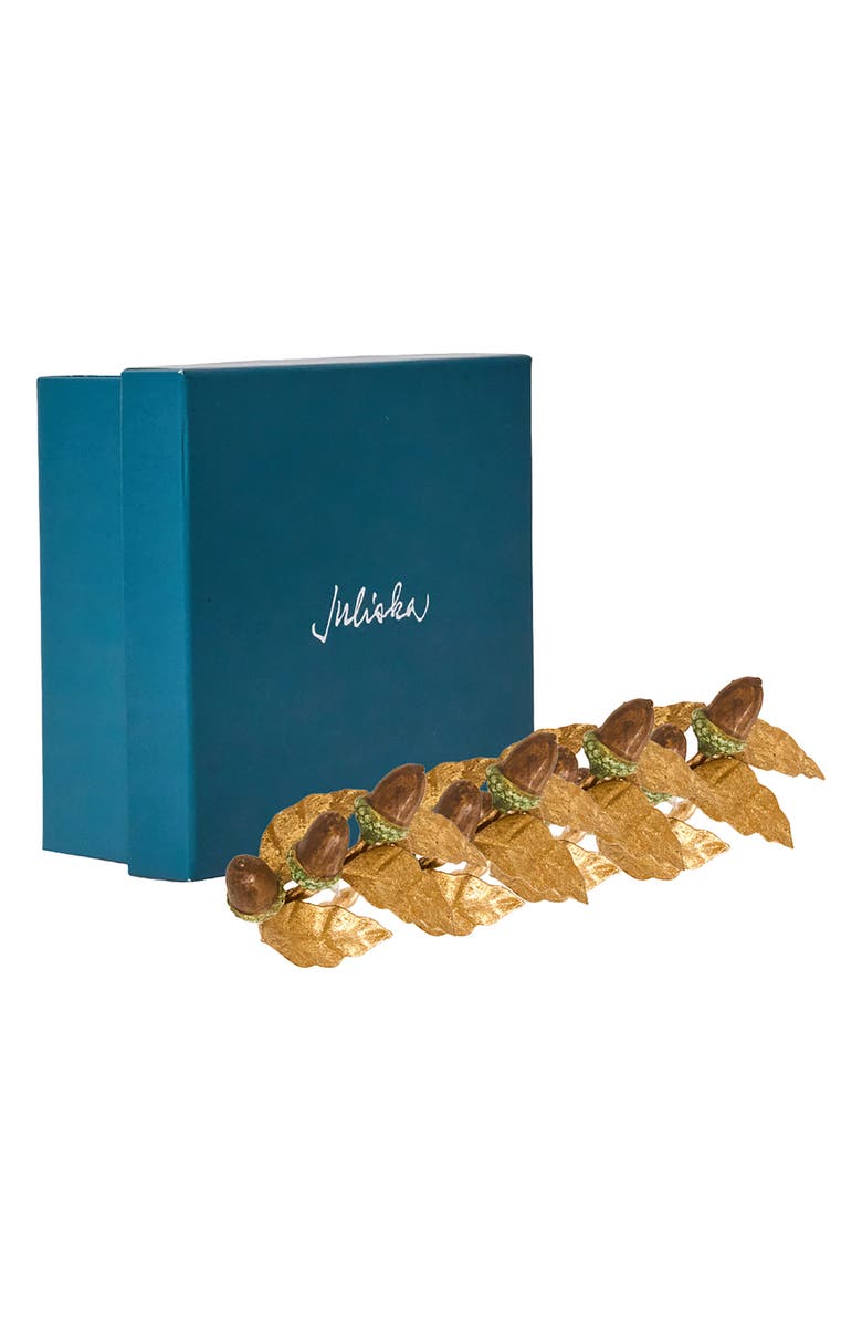 Juliska Forest Walk Acorns Set of 4 Napkin Rings, Alternate, color, Multi