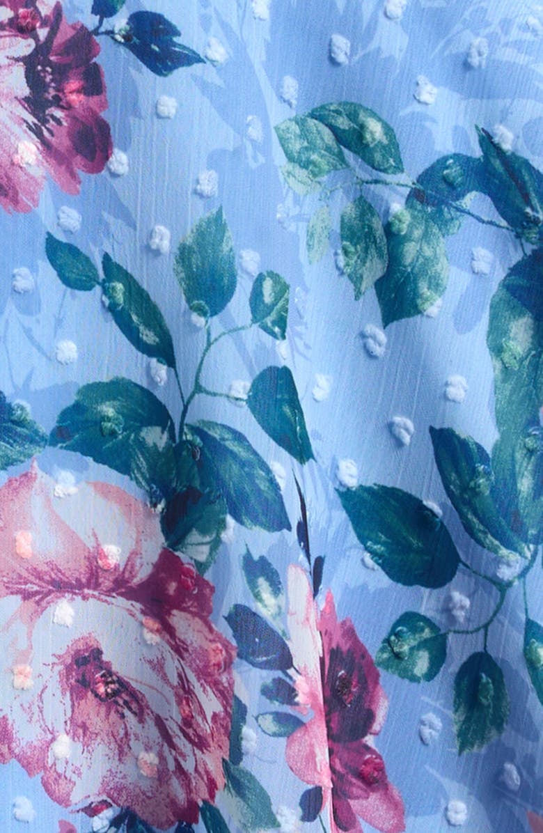 Ava & Yelly Kids' Twist Front Floral Print Skater Dress, Alternate, color, Blue