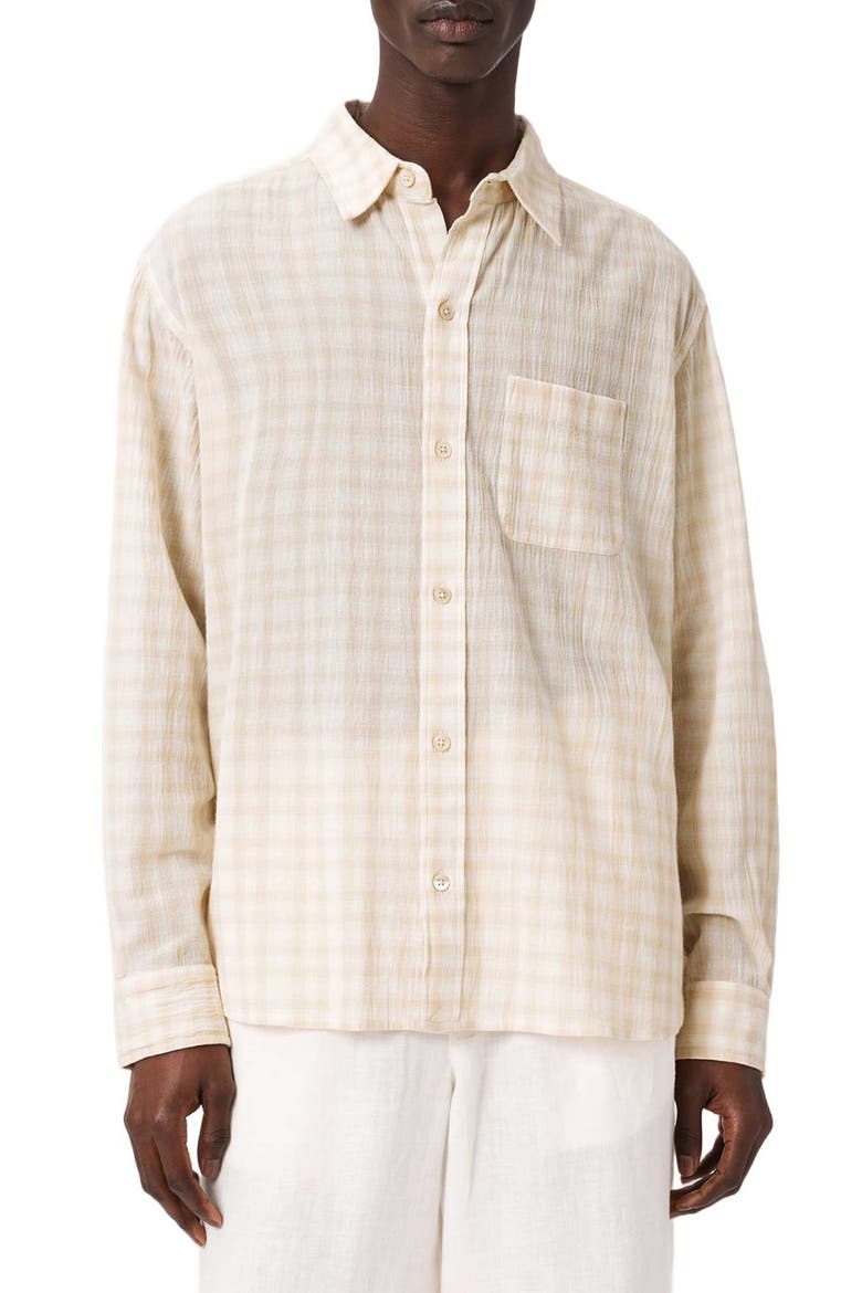 Toya Check Cotton Button-Up Shirt, Main, color, SANDSTONE BROWN