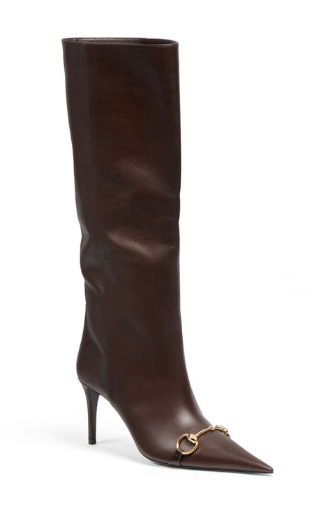 Horsebit Pointed Toe Knee High Boot