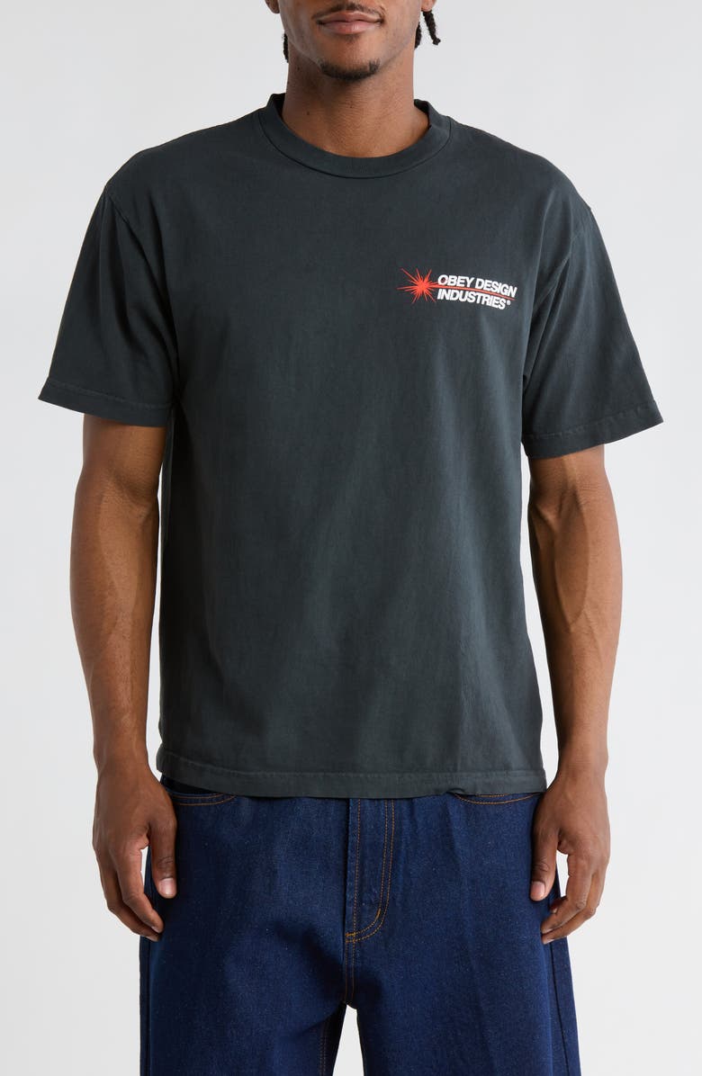 Obey Design Industrial Graphic T-Shirt, Main, color, Pigment True Vintage Black
