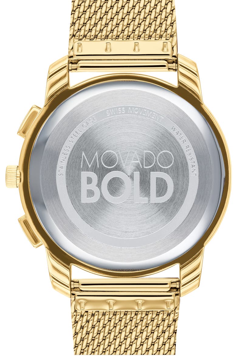Bold Chronograph Mesh Strap Watch, 42mm, Alternate, color, GOLD