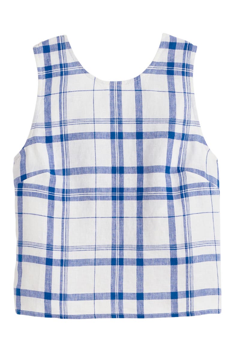 Tie-Back Linen Shell Top, Alternate, color, OVERSIZED BLUE WHITE PLAID