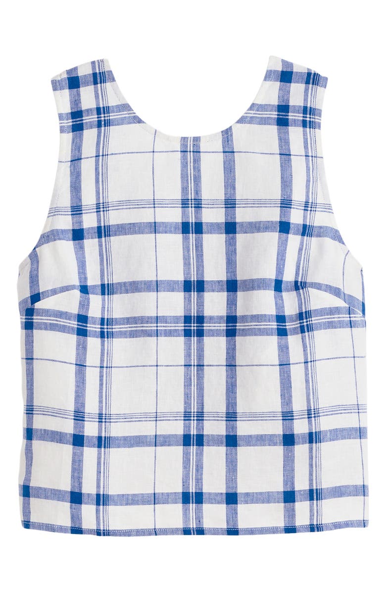 Madewell Tie-Back Linen Shell Top, Alternate, color, Oversized Blue White Plaid