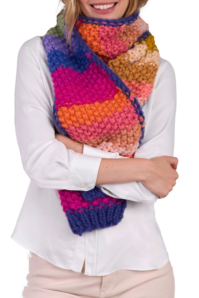 Mayflower Rainbow Knit Scarf, Alternate, color, MULTI