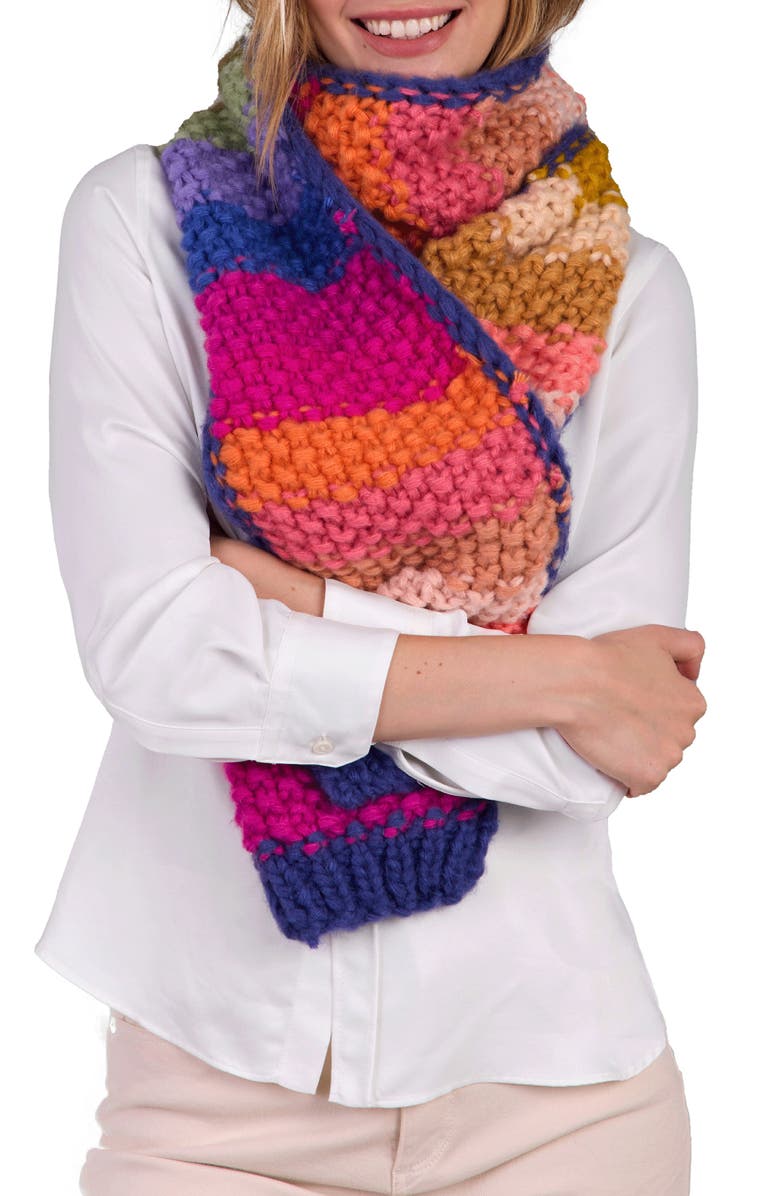 SAACHI Mayflower Rainbow Knit Scarf, Alternate, color, Multi
