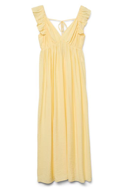 Vero Moda Josie Ruffle Empire Waist Maxi Dress In Pale Banana