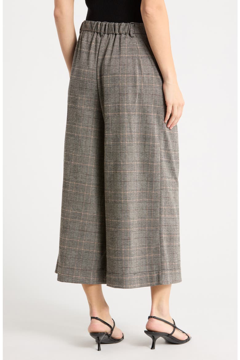 Double Knit Striped Culottes, Alternate, color, TAUPE/ BLACK/ RUST GLEN PLAID